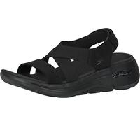 Skechers für Damen. 140257 Go Walk Arch Fit Sandalen schwarz (38), Stoff, Wohnung, Klettverschluss, Lässig