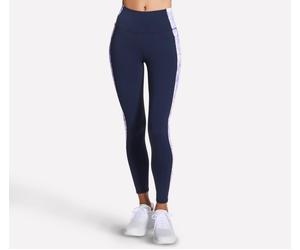 Skechers GO WALK Block Full Length High-Waisted Legging Hosen in Weiss/Violett/Rosa, Größe XL