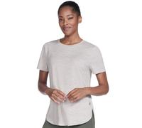 Skechers Go Walk Damen-Tunika, feuchtigkeitsableitend, Go Dri, Egret/Desert Swift Stripe, Klein