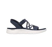 Sandale SKECHERS "GO WALK FLEX SANDAL", Damen, Gr. 37, blau (navy, beige), Textil, Lederimitat, meliert, casual, Schuhe, Schlupfschuh, Sommerschuh, Plateausandale mit Goga Mat Fußbett (95953869-37) na