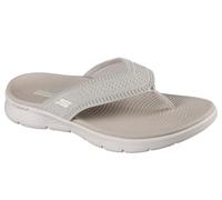 Zehentrenner SKECHERS "GO WALK FLEX SANDAL", Damen, Gr. 40, grau (taupe), Textil, Strukturmuster, Schuhe Zehentrenner, Badeschuh, Strandschuh, Sommerschuh mit Goga Mat Fußbett (93215416-40) taupe
