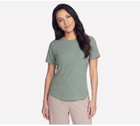 Skechers GO WALK Luxe Rib T-Shirt in Grau/Grün, Größe Klein