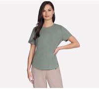 Skechers GO WALK Luxe Rib T-Shirt in Grau/Grün, Größe XS