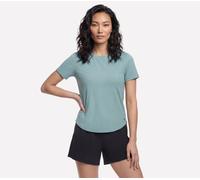 Skechers GO WALK Luxe Rib T-Shirt in Light Grau/Türkis, Größe Groß
