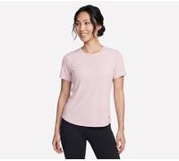 Skechers GO WALK Luxe Rib T-Shirt in White/Pink, Größe Groß