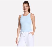 Skechers GO WALK Luxe Rib Tank Top in Sil/Weiss/Blau, Größe Medium