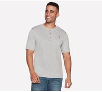 Skechers GOKNIT Pique Shorts Sleeve Henley Top in Light Grau, Größe 2XL