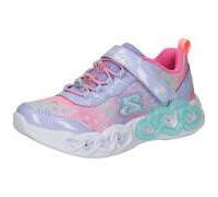 Sneaker SKECHERS "INFINITE HEART LIGHTS", Kinder, Gr. 33, lavendel multifarben, Textil, Lederimitat, kontrastfarbene Details, casual, Schuhe, Klettschuh mit Blinkfunktion, Größenschablone zum Download