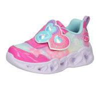 Skechers Girls Sneaker, Pink Sparkle Mesh/Turquoise Trim, 42.5 EU