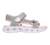 Sandale SKECHERS "HEART LIGHTS SANDALS", Mädchen, Gr. 31, silberfarben, rosa, Lederimitat, Glitzer, Schuhe Sandale, Sommerschuh mit Klettverschluss, Größenschablone zum Download (93555518-31) silberfa