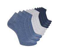 Skechers Herren 10 Pack Cushioned Quarter Crew Socken, Blue Combo/Grey Heather, 43-47 EU