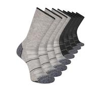 Skechers Herren 8er-Pack Work Collection Crew Socken, verlängertes Kissen und Netz-Belüftung, Cool Grey/Steel Grey, 10-13