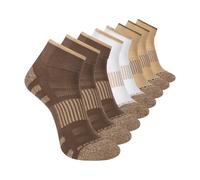 Skechers Herren 8er-Pack Work Collection Quarter Crew Socken, verlängertes Kissen und Netz-Belüftung, Kaffeequarz/Weiß/Khaki, 10-13