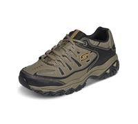 Skechers Herren Afterburn Memory-Foam Schnürschuh, Pebble/Schwarz/Pebble, 43 EU X-Weit