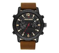 Skechers Watch for Men, Anadigi Movement with Silicone, Leather or Stainless Steel Strap Braun und Schwarz,47MM
