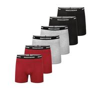 Skechers Herren-Boxershorts, 6er-Pack, athletische Passform, feuchtigkeitsableitende Baumwolle mit konturierter Tasche, atmungsaktiv, Multipack, Dunkelgrau/Rot/Schwarz, Medium