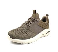 Skechers Herren Delson 3.0 Cicada Sneaker, Khaki Knitted Mesh W Synthetic, 46 EU