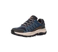Skechers Herren Equalizer 5.0 Trail-Solix Sneaker, Marineblaues Leder, Netzstoff, orangefarbener Besatz, 41 EU