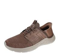 Slip-On Sneaker SKECHERS "GARNER-NEWICK" Gr. 43, braun (dunkelbraun) Herren Schuhe Stoffschuhe mit praktischer Slip Ins-Funktion (36479624-43)
