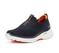 Skechers Herren Go Walk 6 Sneaker, Navy And Orange Textile, 42 EU