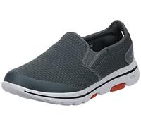 Skechers Herren Gowalk 5 Apprize-Double Gore Slip On Performance Wanderschuh Sneaker, Grey Charcoal Textile Synthetic White Trim Charcoal, 43 EU X-Weit