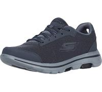 Skechers Herren Gowalk 5 Demitasse - Strukturierter Strick-schnürschuh, Laufschuh, Sneaker, Anthrazit-Textil-Synthetik-schwarzer Rand, 45.5 EU X-Weit