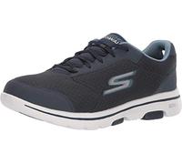 Skechers Herren Gowalk 5 Qualify - Sportlicher Netz-schnürschuh, Laufschuh, Sneaker, Navy Textile Synthetic Trim, 42.5 EU X-Weit