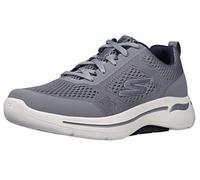 Skechers Herren Gowalk Arch Fit Air Cooled Foam Walking Shoe Sneaker, Grau, Marineblau, 46 EU X-Weit