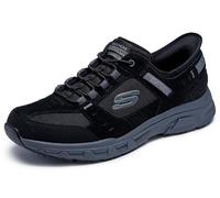 Skechers Herren Oak Canyon Consistent Winner Slip-InTurnschuhe, Black Leather/Textile/Synthetic/Charcoal Trim, 45.5 EU