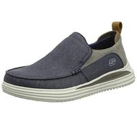 Skechers Herren Bewährt Ever Flacher Slipper, Navy Brown Washed Canvas, 45 EU