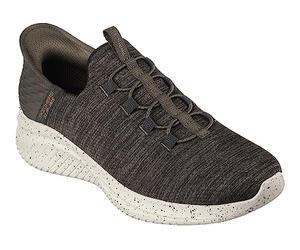 Skechers Herren Slipper Ultra Flex 3.0 Right Away, Männer Slip-On,schluepfschuhe,Slip-ons,freitzeitschuhe,offener,einschlupf,Grün OLV,44 EU