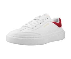 Skechers Herren Sneaker-Cordova Classic Lighto Sneaker, Weißes Duraleather Veloursleder, roter Rand, 44 EU