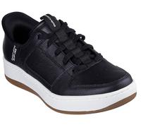 Skechers Herren Freihändige Slip-Ins Sport Court 92 Distown Sneaker, Schwarzes Leder mit natürlichem Besatz, 42.5 EU