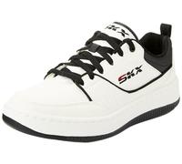 Skechers Herren Sport Court 92 OttomanSneaker, Weißer schwarzer Duraleather-Besatz, 45.5 EU