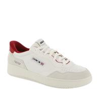 Slip-On Sneaker SKECHERS "SPORT COURT 2.0-KONOR", Herren, Gr. 43, weiß (weiß, rot), Leder, Veloursleder, kontrastfarbene Details, sportlich, Schuhe, im wertigem Leder-Mix (38987764-43) weiß, rot