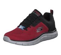Skechers Herren Track Broader Sneaker, Roter Netzstoff, PU, schwarzer Besatz, 42 EU