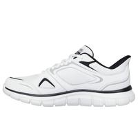 Skechers Herren-Slipper Track Ezral – Weißes Leder, schwarzes Netz-PU – Größe 46 EU
