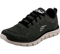 Skechers Herren Track Front Runner Schnür-Sneaker Oxford, Olivgrün gestrickter schwarzer Rand, 8 UK