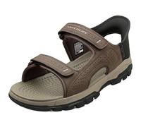 Outdoorsandale SKECHERS "TRESMEN-REECE", Herren, Gr. 48,5, braun (dunkelbraun), Lederimitat, sportlich, Schuhe, Trekking Sandale, Outdoorschuh mit Heel Pillow Funktion (32190804-48,5) dunkelbraun