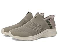 Skechers Herren-Slipper Ultra Flex 3.0 Viewpoint – Taupe Strick/Olivbesatz – Größe 44