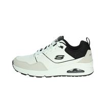 Skechers Herren UNO Retro OneSneaker, Weißes Leder Duraleather Black Mesh, 40 EU