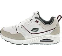 Skechers Herren UNO Retro OneSneaker, Weißes Leder, Wildleder, grünes Mesh, Burg Tri, 41 EU
