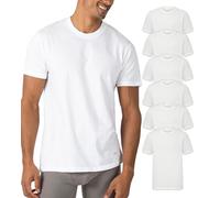 Skechers Herren Unterhemd mit Rundhalsausschnitt, Klassische Passform, ohne Etikett, leichte Camisetas, feuchtigkeitsableitend, 6er-Pack, Weiss/opulenter Garten, L