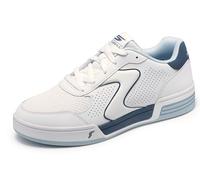 Skechers Herren Viper Court Classic Sneaker, White Leather/Synthetic/Textile/Blue Trim, 41 EU