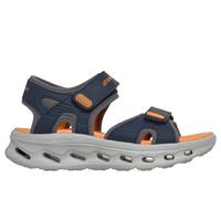 Skechers Jungen GO WALK Glide-Step 2.0 Sandal - Coast Cove in Blau/Orange, Größe 33.5, in der Maschine waschbar