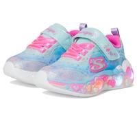 Lauflernschuh SKECHERS "ETERNAL HEART LIGHTS", Kinder, Gr. 24, bunt (hellblau, multi), Textil, Lederimitat, Glitzer, modisch, Schuhe, Blink,-Klettschuh mit Herz-Applikation, Größenschablone zum Downlo