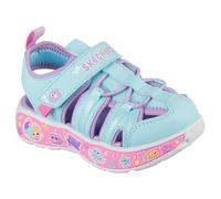 Skechers Jungen Mädchen Play Scene Splash Cute Crew Sandale, Turquoise Synthetic/Lavender Trim, 25 EU