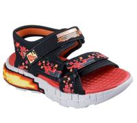 Skechers Jungen Mega-Splash 4K Turnschuhe, Black Synthetic/ Red & Orange Trim, 32 EU