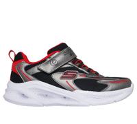 Skechers Jungen Meteor-Lights - Glow-Strider Sneaker in Silber/Rot, Größe 32