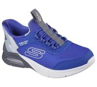 Skechers Jungen Microspec Max Brisk-Stripe Slip-InTurnschuhe, Blue Textile / Synthetic / Gray Trim, 35 EU